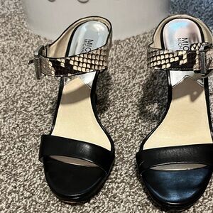 Michael Kors Black and Silver Snakeskin Heels